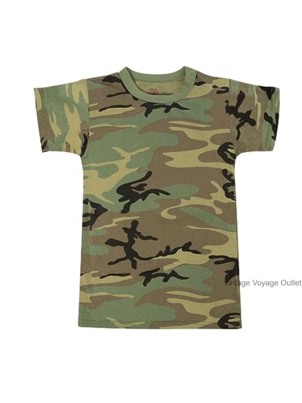 Kids Vintage Camo T-Shirt Cotton Blend Crew Neck Short Sleeve